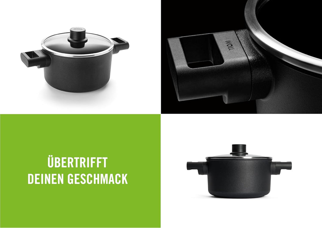 Woll Diamond Logic XR Topf mit Glasdeckel in Box - Induktiv -, Ø 20 cm, 12 cm hoch, 3 Liter, mit 2 S