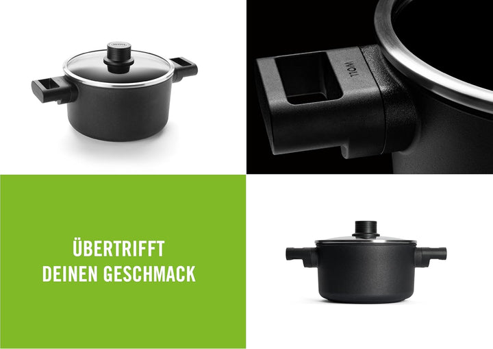 Woll Diamond Logic XR Topf mit Glasdeckel in Box - Induktiv -, Ø 20 cm, 12 cm hoch, 3 Liter, mit 2 S