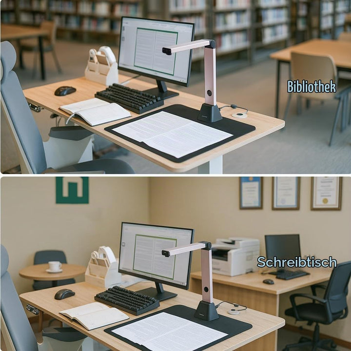 Dokumentenscanner Kamera USB 8MP: A3 Buchscanner OCR tragbar für Lehrer | Flachbett Scanner Visualiz