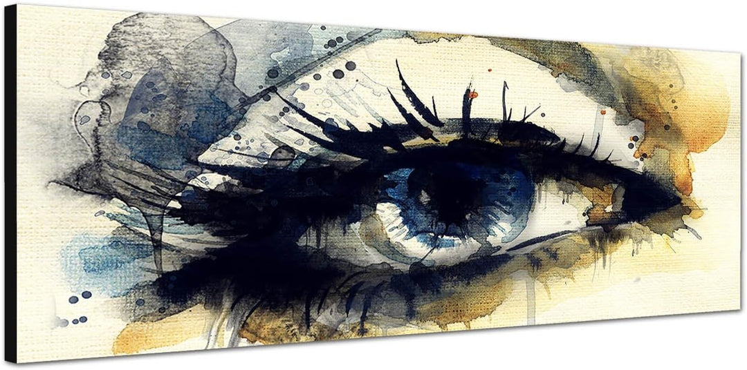 Paul Sinus Art Panoramabild auf Leinwand und Keilrahmen 150x50cm Gemälde Handmalerei Frau Auge