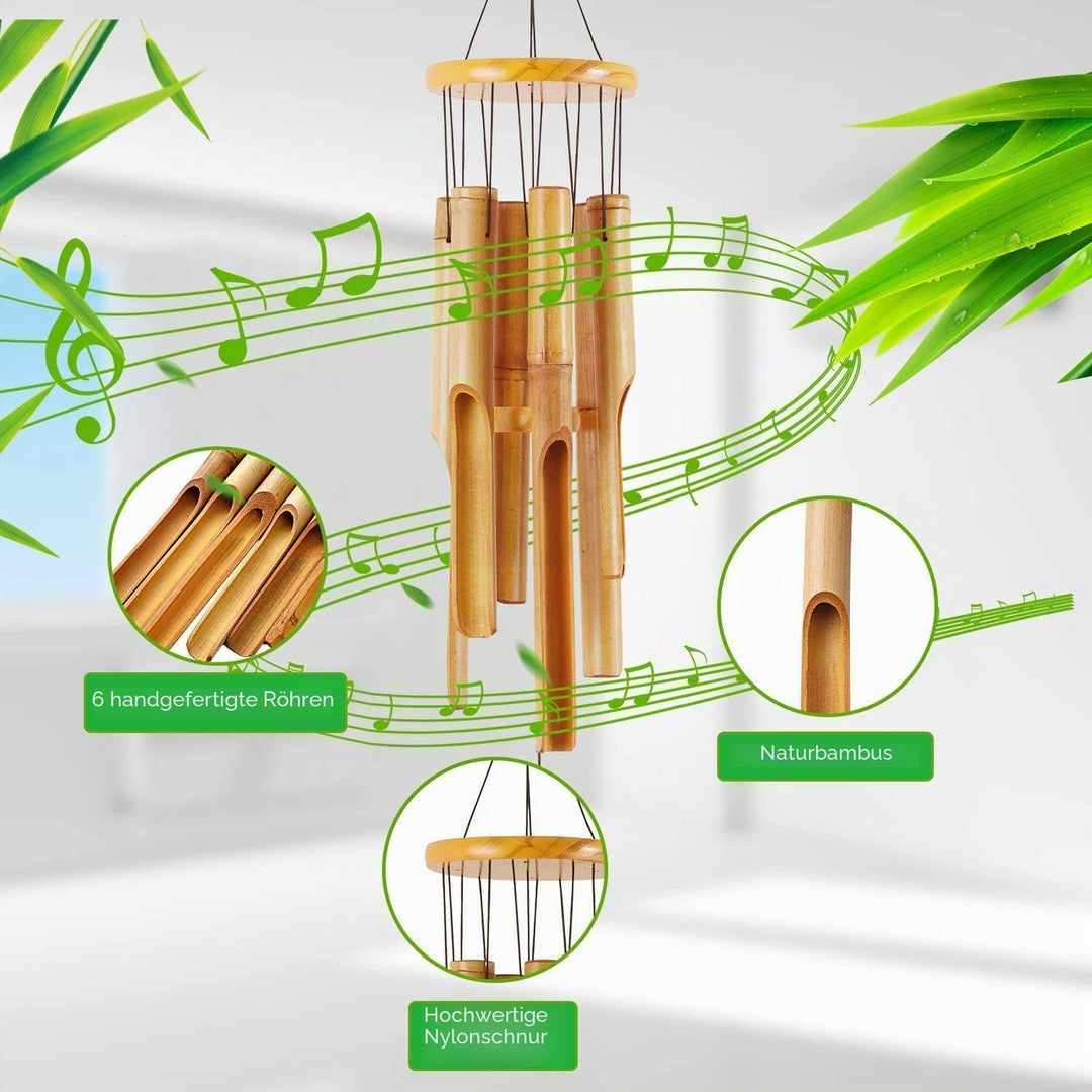 RDUTUOK Bambus-Windspiel, Gedenkspiel, Holz, gross, für drinnen und draussen, 81,3 cm, Windspiel für