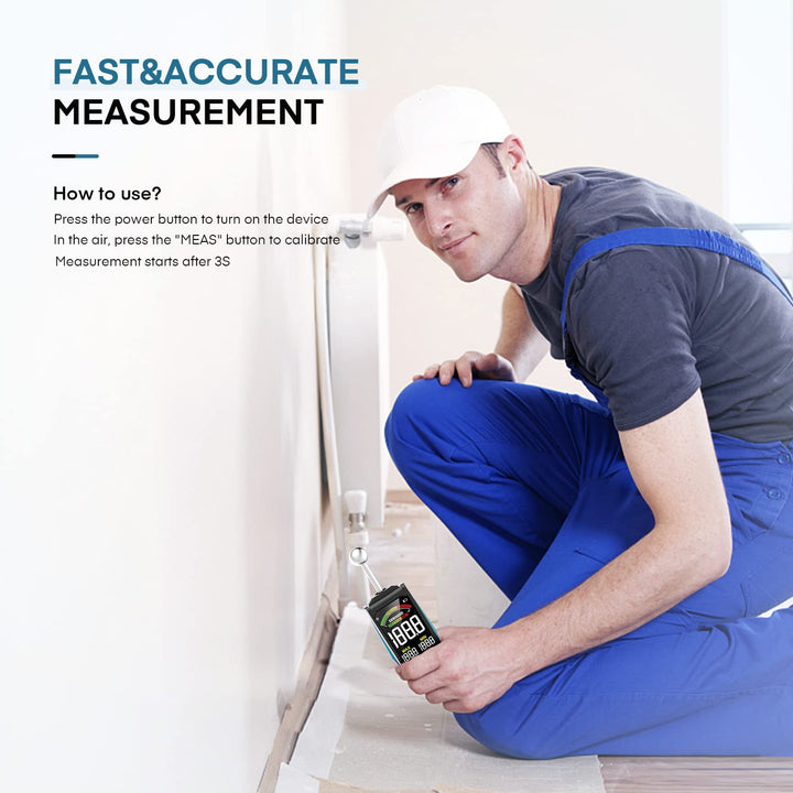 Feuchtigkeitsmessgerät, DURFICST 3-Zoll-HD-Farb-Grossbild-Feuchtemessgerät mit Stoffbeutel, 20-40 mm