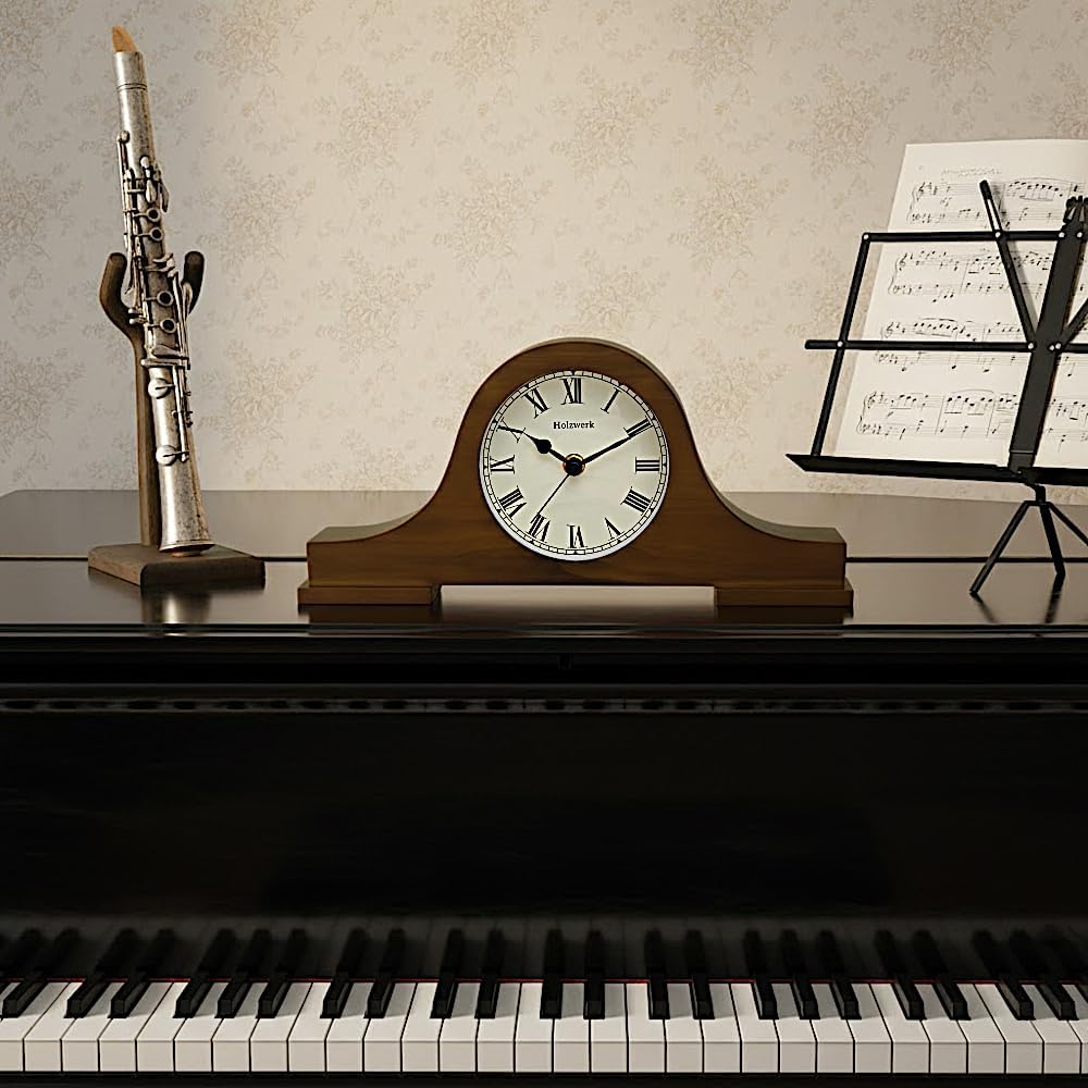 Holzwerk Holz Vintage Rustikal Retro Design Tischuhr Braun Traditionelle Tisch Uhr Elegante Holztisc