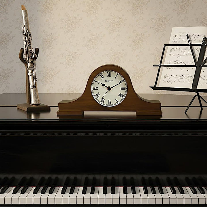 Holzwerk Holz Vintage Rustikal Retro Design Tischuhr Braun Traditionelle Tisch Uhr Elegante Holztisc