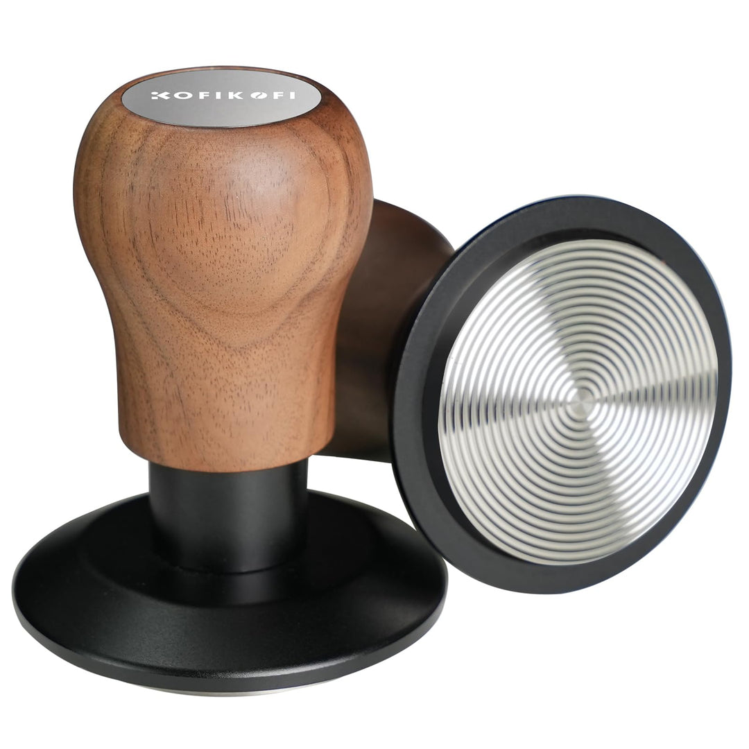 KOFIKOFI 58mm Kaffee Tamper mit 3 federbelasteten 30lbs Anpressdruck Kaffeemehlpresser Base Ripple K