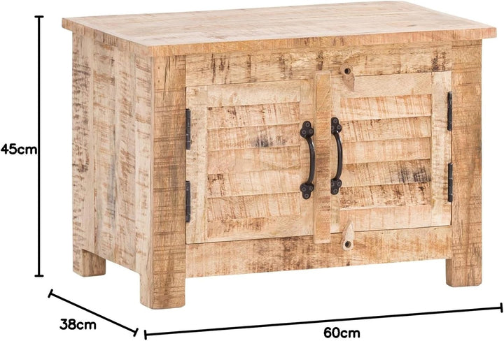 Woodkings® Flurbank Caribou massiv Holz Sitzbank Holzbank Sitzkommode Schuhbank Garderoben Flurmöbel