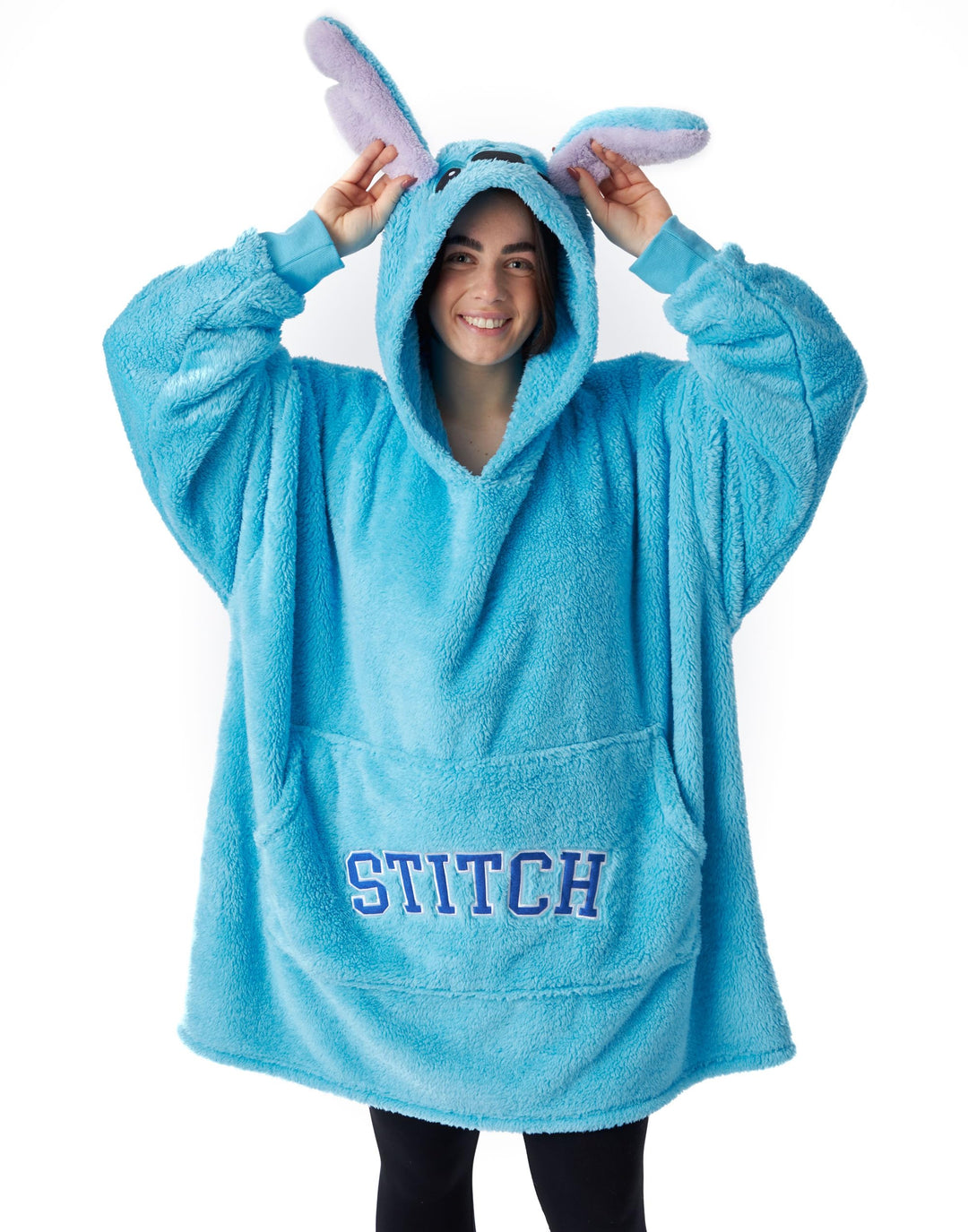 Disney Lilo & Stitch Optionen für tragbare Decken-Hoodies für Damen von Stitch Einheitsgrösse Blau,