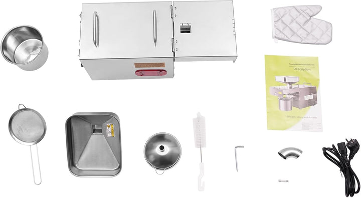 WFIETN - 1800W Ölpresse Maschine, Edelstahl Elektrische Ölpressmaschine Ölextraktionsmaschine, Kalt
