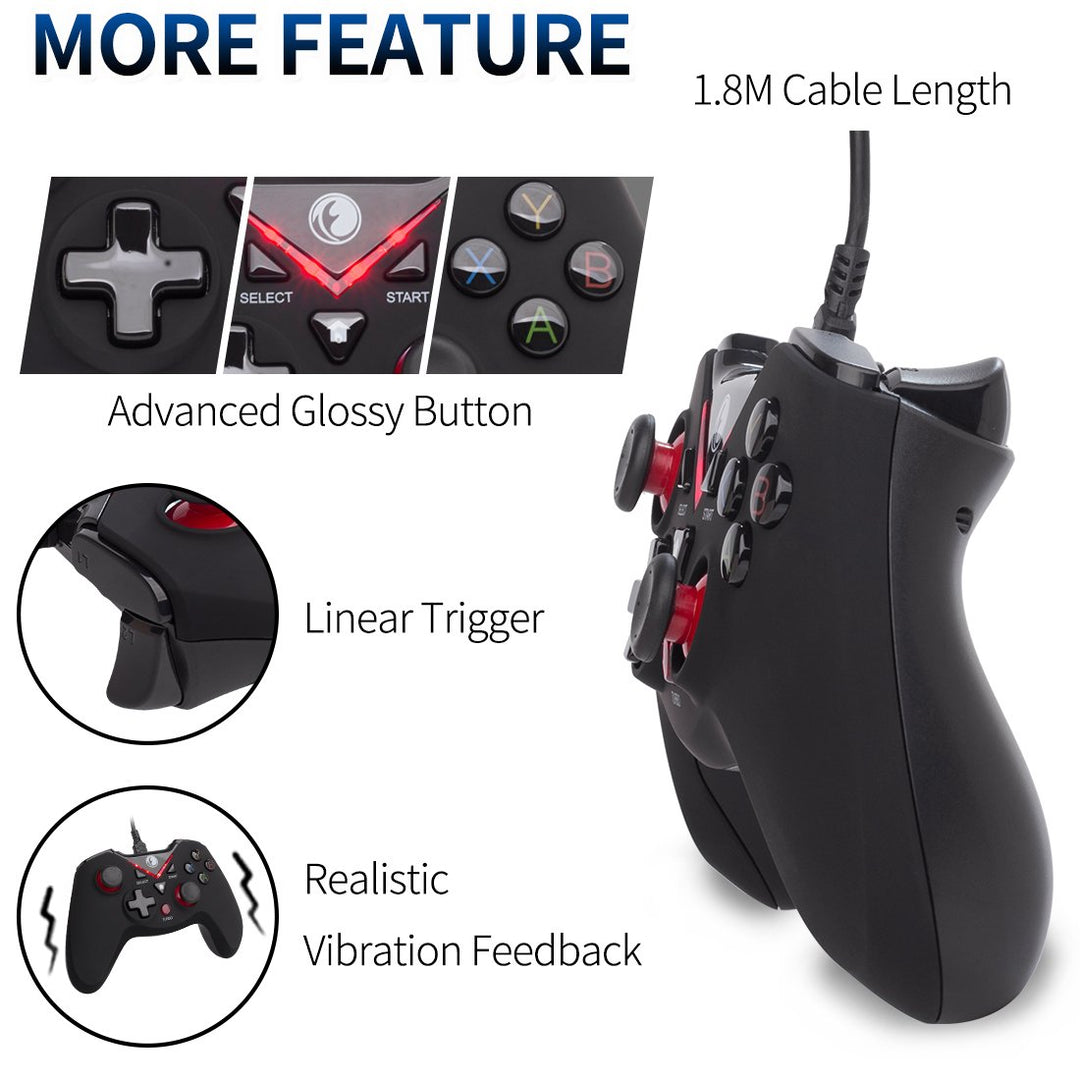 IFYOO V-one Wired USB Gaming Controller Gamepad Joystick für PC (Windows XP/7/8/10/11) & Steam & And