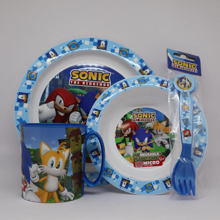 Kindergeschirr Set Sonic, Wiederverwendbares geschirr Set, Kinder Essgeschirr Plastik Microwaveable