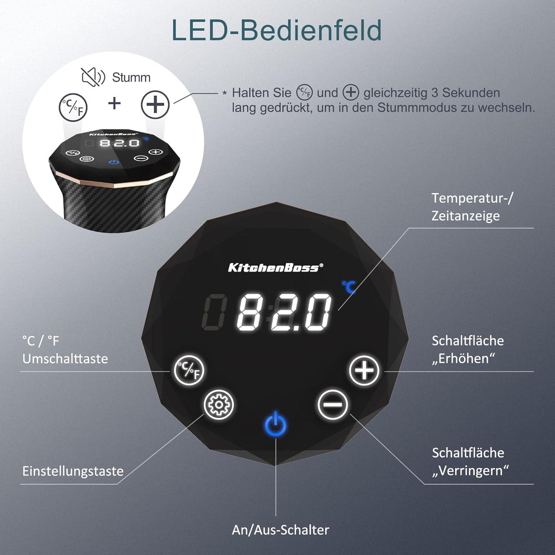 Sous Vide Garer Stick Präzisionskocher Präziser: KitchenBoss G300T Temperatureinstellung IPX7 Wasser