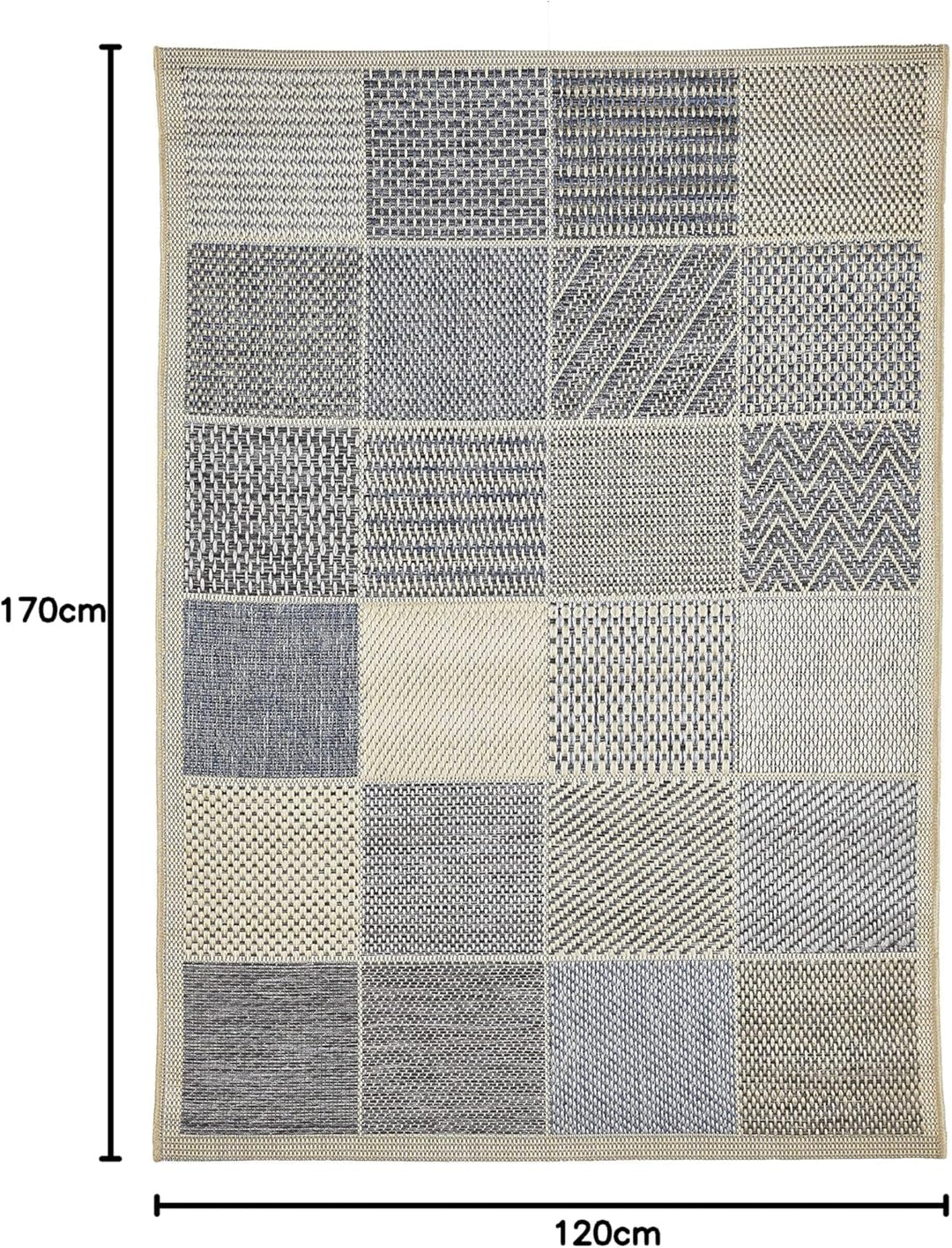 andiamo In- & Outdoor Teppich wetterfest und wasserdurchlässig Flachgewebe Kurzfloor 120 x 170 cm Be