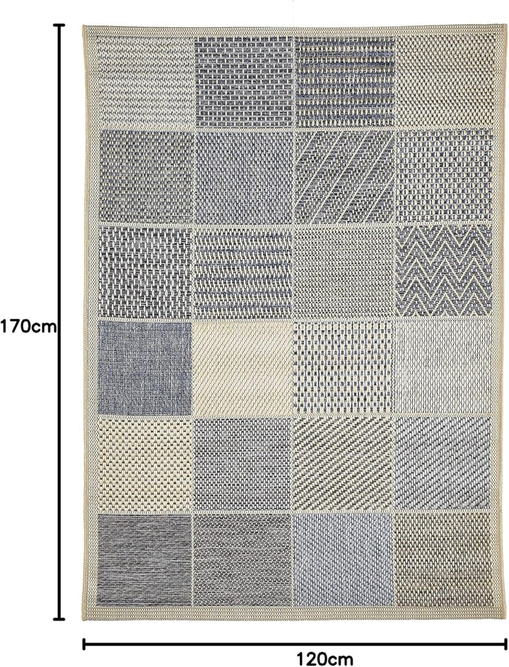 andiamo In- & Outdoor Teppich wetterfest und wasserdurchlässig Flachgewebe Kurzfloor 120 x 170 cm Be