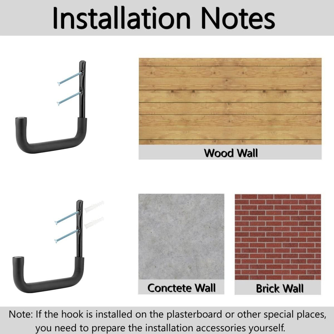 pipabiba Strapazierfähiger 25 cm Garagen-Aufbewahrungshaken, 6 Stück Leiterhaken mit EVA-Schutz, Kle