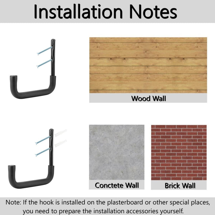 pipabiba Strapazierfähiger 25 cm Garagen-Aufbewahrungshaken, 6 Stück Leiterhaken mit EVA-Schutz, Kle