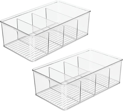 mDesign 2er-Set Aufbewahrungsbox – stapelbarer Kasten mit 4 Fächern zur Lebensmittelaufbewahrung – m
