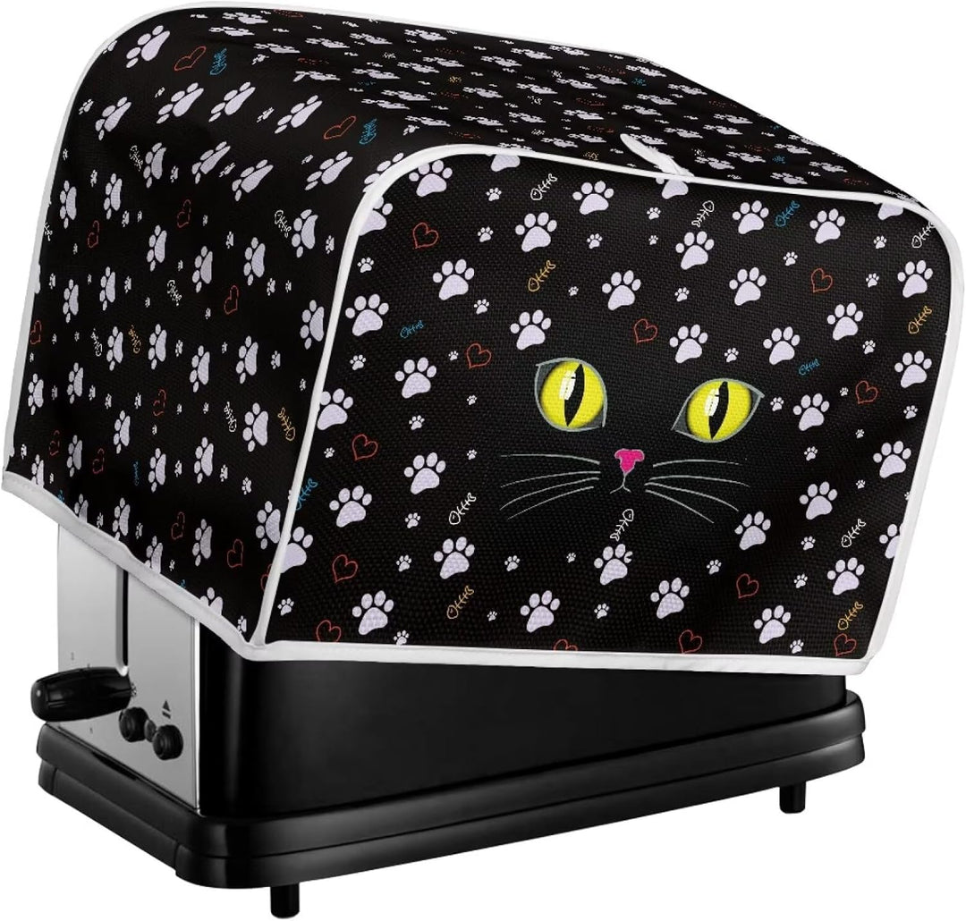 Kuiaobaty Schwarze Katzen-Abdeckung für Toaster, zwei Scheiben, Katzenpfoten, Brot, Toaster, Ofentuc