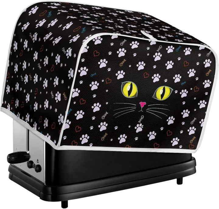 Kuiaobaty Schwarze Katzen-Abdeckung für Toaster, zwei Scheiben, Katzenpfoten, Brot, Toaster, Ofentuc