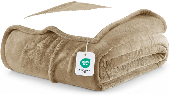 Utopia Bedding Kuscheldecke Warm Sherpa Wolldecke [Camel, 228x228 cm] Flauschig Sofaüberwurf Decke D