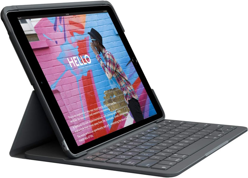 Logitech Slim Folio für iPad (7., 8. und 9. Generation) Tastatur-Case mit integrierter kabelloser Ta