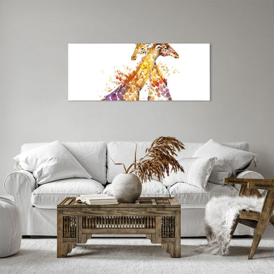 Panorama Bilder auf Leinwand 100x40cm Leinwandbild Giraffen Tiere Kinder Safari Gross Wanddeko Bild