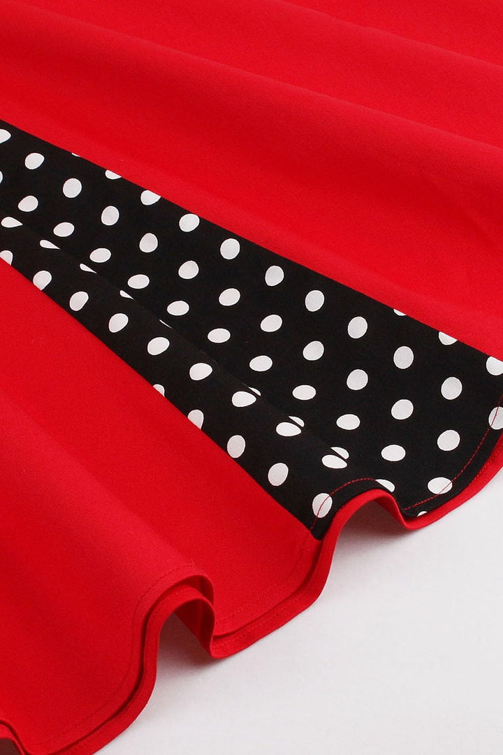 Axoe Damen 50er Jahre Kleider mit Gepunkte Rockabilly S Rot-polka Dots, S Rot-polka Dots