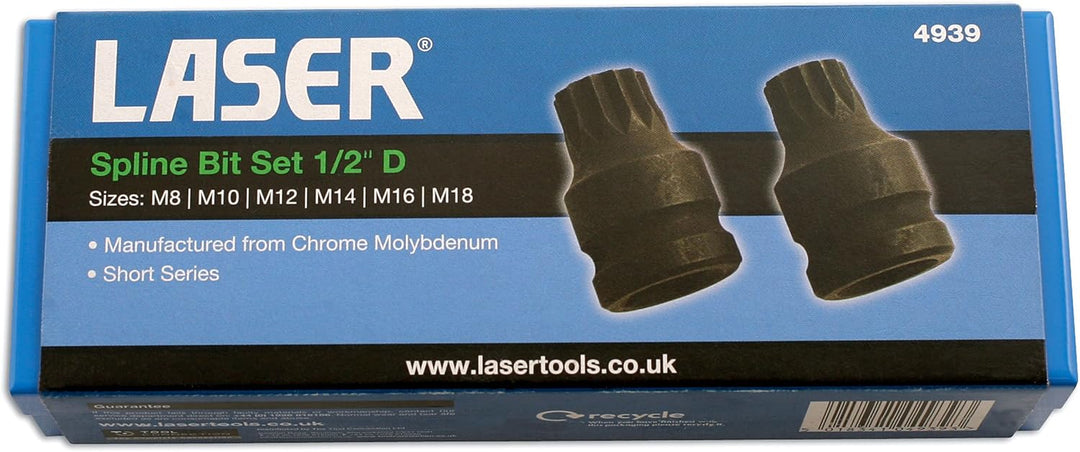 Laser 4939 4939 Schlagschraubendreher-Einsätze für Vielzahn-Schrauben, 6 Stück