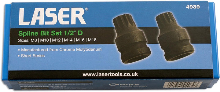 Laser 4939 4939 Schlagschraubendreher-Einsätze für Vielzahn-Schrauben, 6 Stück