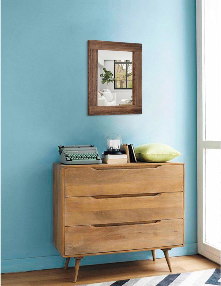 HLFMVWE Spiegel aus Holz, rechteckig, gerahmt, rustikale Spiegel, Vintage, Landhausstil, Badezimmer,