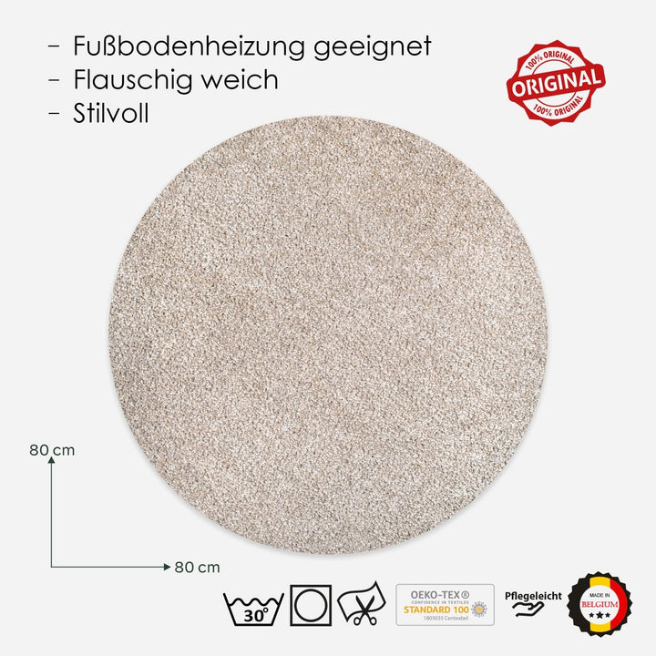 DomDeco Waschbarer Teppich Ease, super weicher und Flexibler 12mm Kurzflor für Wohnzimmer/Schlafzimm