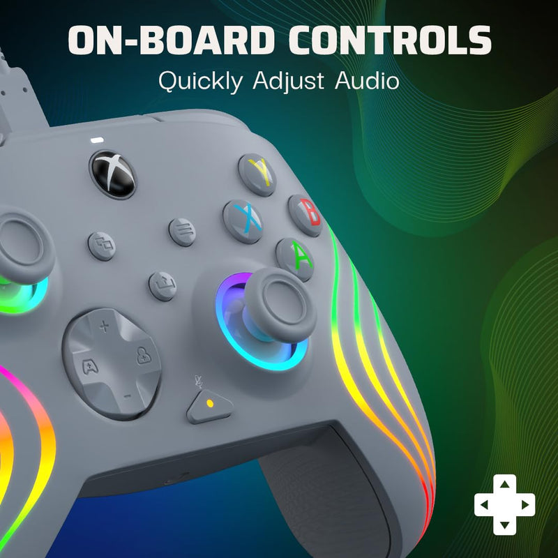 PDP AFTERGLOW XBX WAVE WIRED Controller GREY for Xbox Series X|S, Xbox One, Officially Licensed, Gre