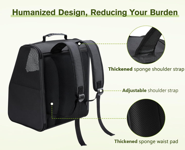pecute Katzenrucksack Haustier Rucksack mit Netzfenster, Tragbare und Faltbare Katzentasche, Atmungs