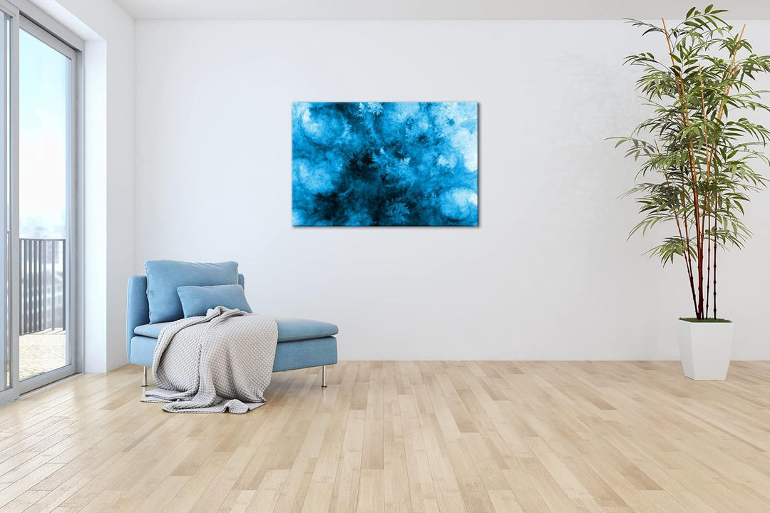 deyoli atemberaubendes Fraktal Muster in blau weiss Format 80x60 Effekt: Monocrome Blau als Leinwand