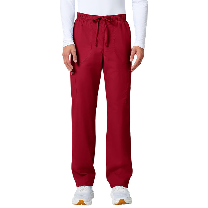 Workwear Professionals Men Scrubs Pant Tapered Leg Fly Front Cargo WW190 XS Rot/Ausflug, Einfarbig (