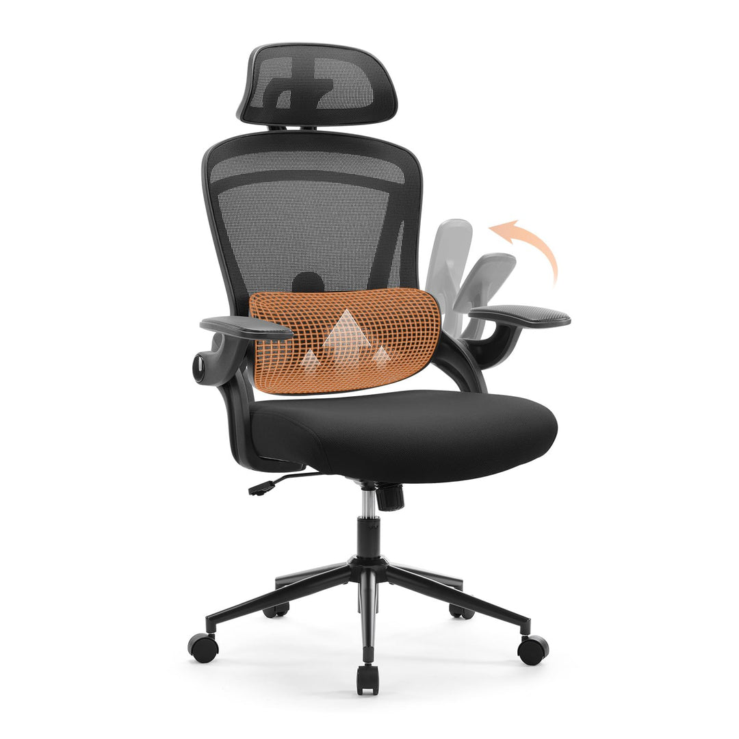 Sweetcrispy Ergonomischer Bürostuhl, Schreibtischstuhl Ergonomisch, Atmungsaktiver Netzstuhl mit Ver