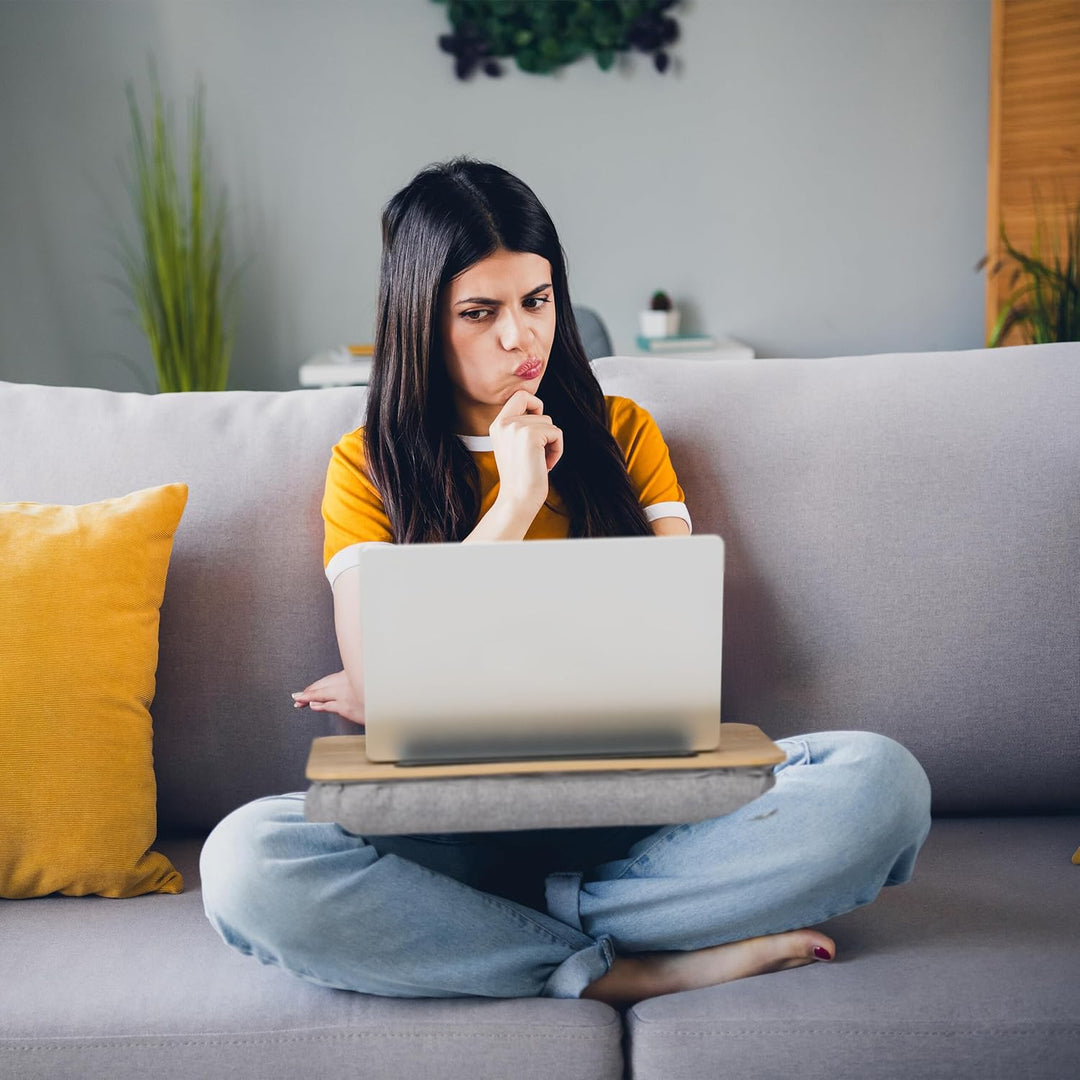 Relaxdays Laptopkissen mit Handyhalter, BxT: 42 x 32 cm, Laptopunterlage für Bett & Sofa, Laptop Kni