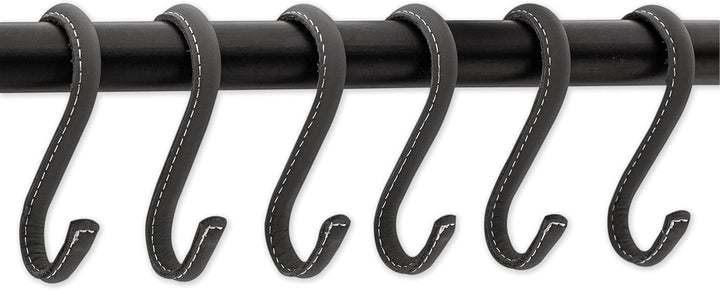 Brute Strength - S-Haken mit Vollnarbenleder umwickelt - 12 Stück - Grau - 10 cm Edelstahl-Metallbüg