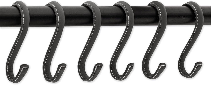 Brute Strength - S-Haken mit Vollnarbenleder umwickelt - 6 Stück - Grau - 10 cm Edelstahl-Metallbüge