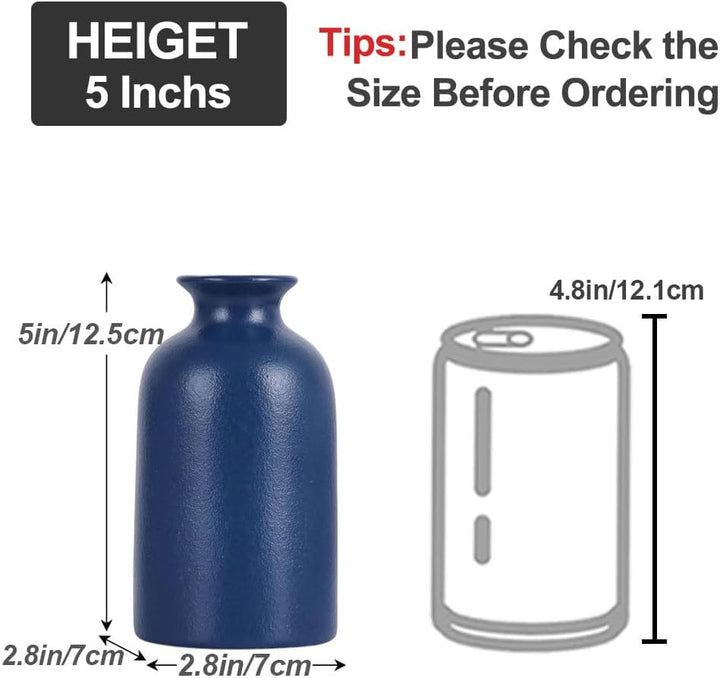 Blaue Keramik Knospe Vasen Set von 6 - wasserdichte Blaue kleine Vase, Landhaus Land Blaue Vasen Hom