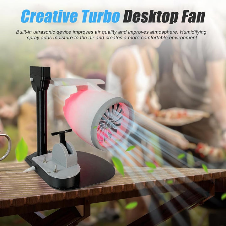 Yokawe Flugzeug-Turbo-Motor-Schreibtischventilator, kreatives Desktop-Jet-Motor-Turbofan-Modell, rot