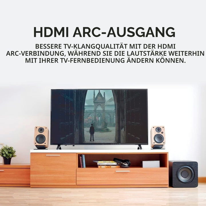 VULKKANO A4 ARC Aktivlautsprecher mit 4" Woofer, Bluetooth 5.0, HDMI ARC, Optica, RCA, USB, mit Subw