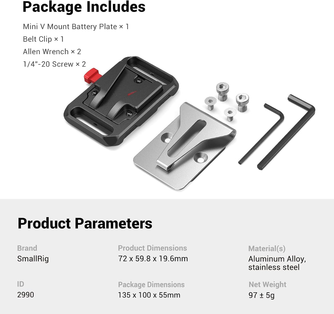 SMALLRIG Mini V Mount Batterieplatte mit Gürtelclip - 2990