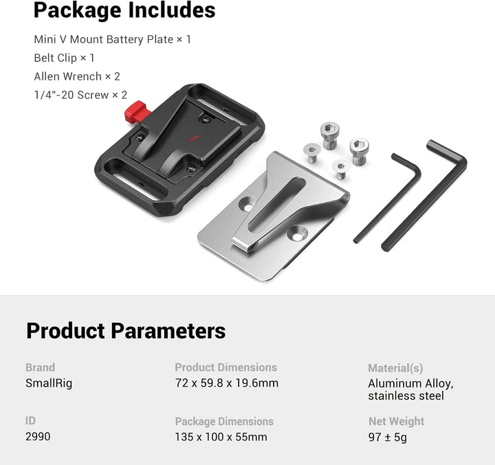 SMALLRIG Mini V Mount Batterieplatte mit Gürtelclip - 2990