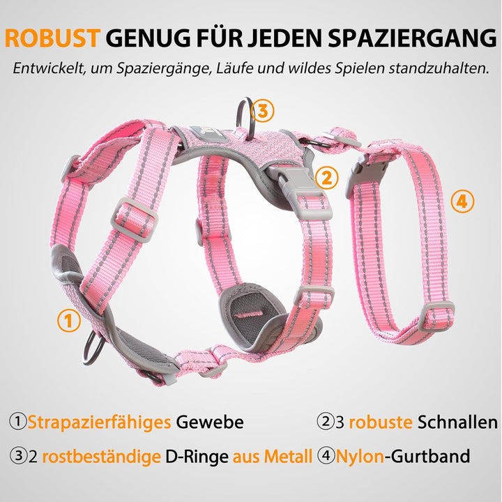 Huntboo Sicherheitsgeschirr Hund Ausbruchsicher, Panikgeschirr für Hunde, Anti Zug Hundegeschirr, Re