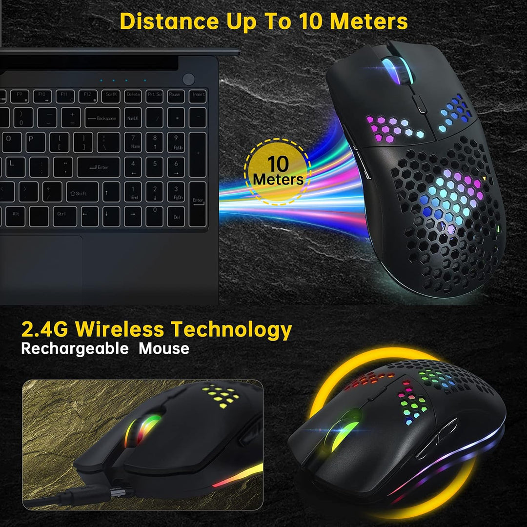 Kabellose Gaming ,Computer-Maus mit Honeycomb-Gehäuse, 11 RGB-Chroma-Hintergrundbeleuchtung, 3.400 D