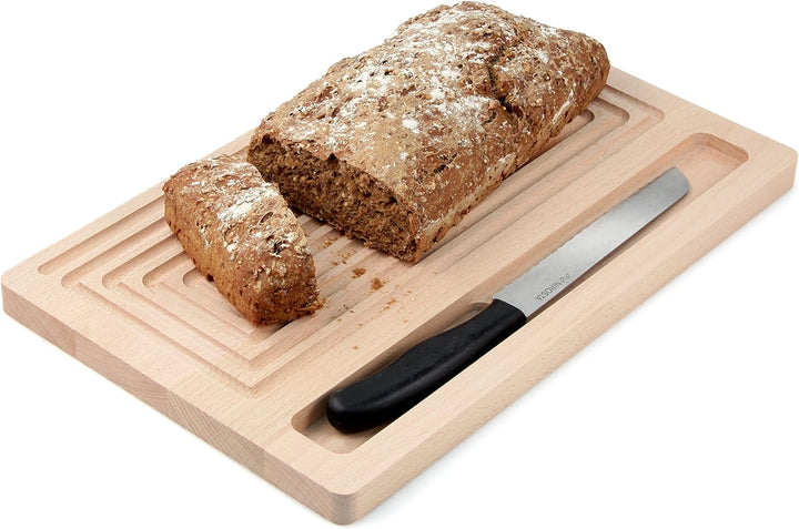 Fackelmann Brotschneidbrett, Buche-Schneidbrett, bruch- und schnittfestes Holz-Brettchen (Farbe: Bra