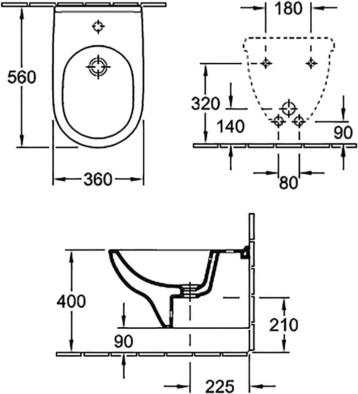 Villeroy & Boch O.Novo Wand-Bidet 36x56 cm. Weiss