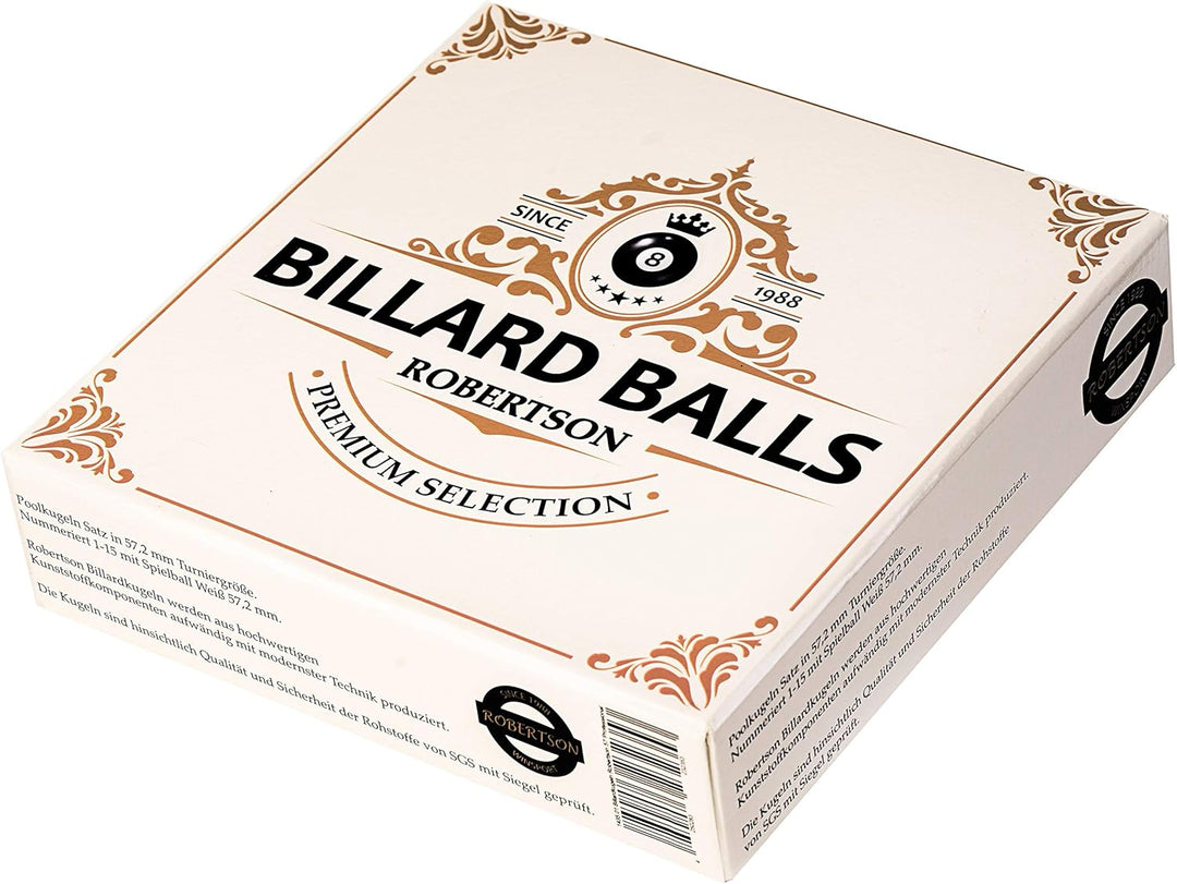 Robertson Premium Billardkugeln Pool 57,2 mm für EIN perfektes Spielergebnis, entsprechen mit der Gr