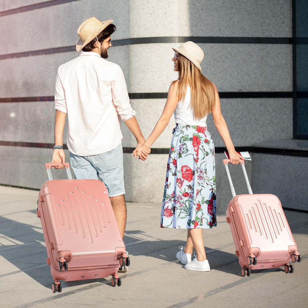 LALAHO Kofferset 2 teilig, Reisekoffer Set mit Kosmetikkoffer, Hartschalen Koffer Set aus ABS, Gepäc