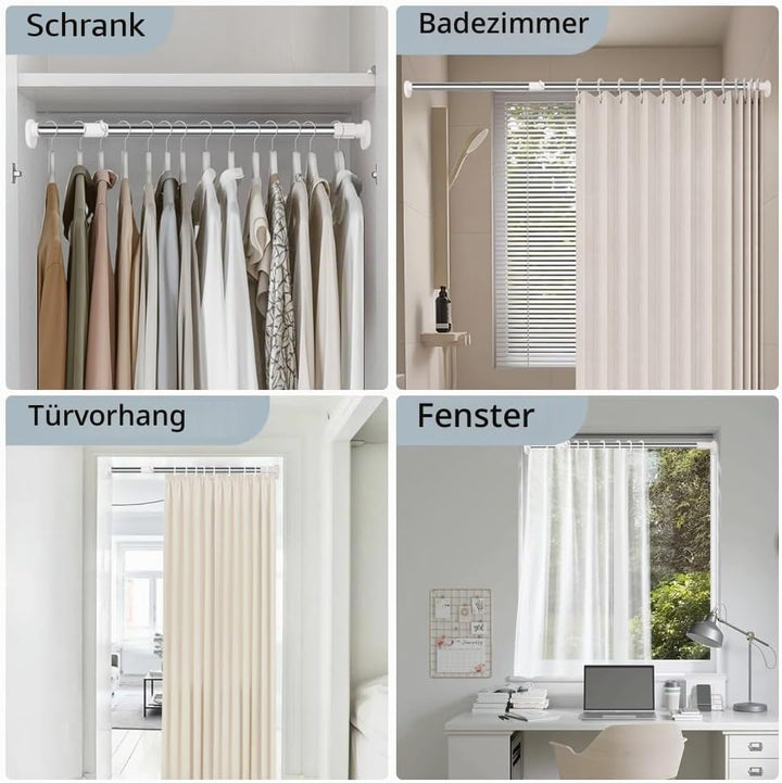 Hershii Gardinenstange ohne Bohren Erweiterbare Fenster Gardinenstange Kleiderbügelstange Ausziehbar